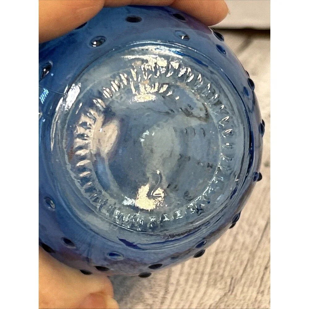 Blue Hobnail Vase Glass Decoration Small